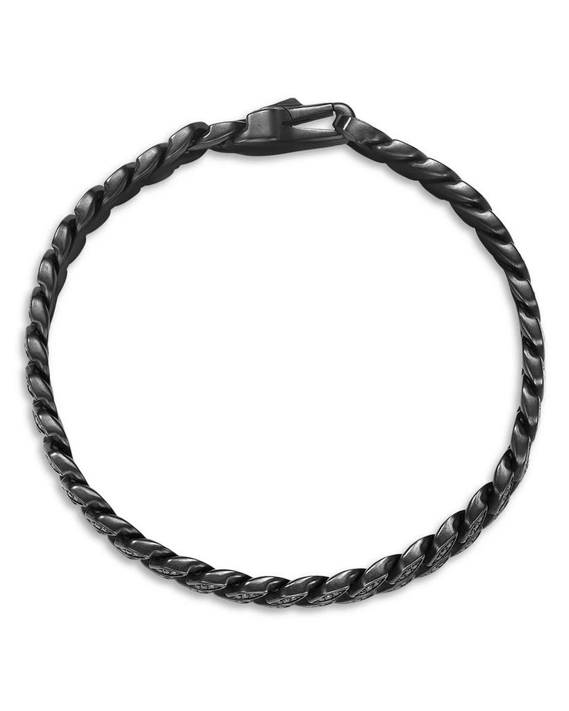 Men's Curb Chain Bracelet in Black Titanium with Black Diamonds, 8mm 商品