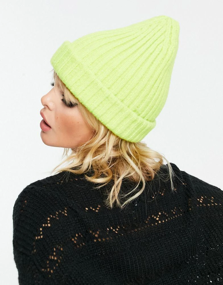 商品Topshop|Topshop chunky ribbed beanie in lime,价格¥47,第2张图片详细描述