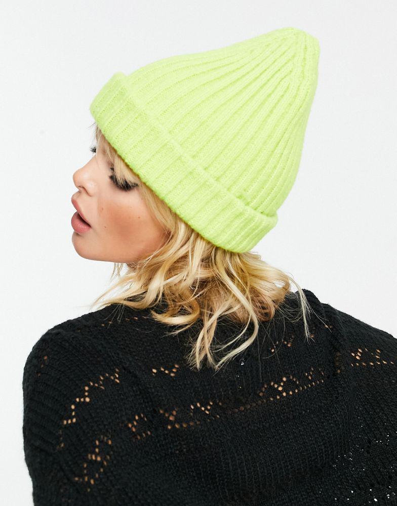 商品Topshop|Topshop chunky ribbed beanie in lime,价格¥35,第4张图片详细描述