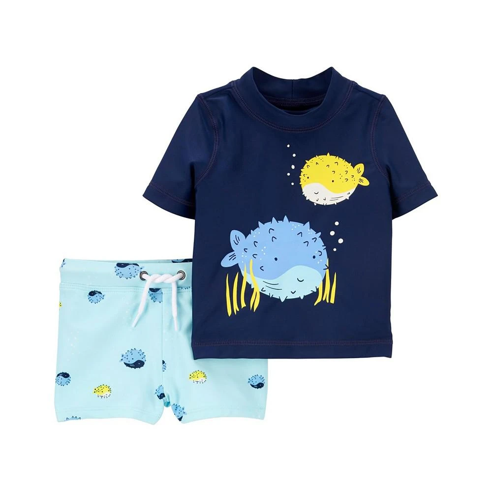 商品Carter's|Baby Boys 2-Piece Firetruck Rashguard Set,价格¥57,第1张图片