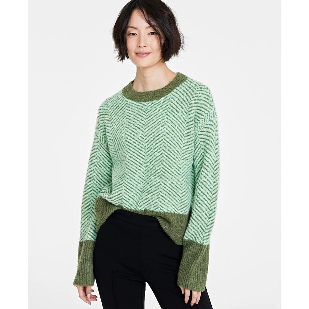 商品On 34th|Women's Herringbone Crewneck Sweater, Created for Macy's,价格¥178,第1张图片详细描述