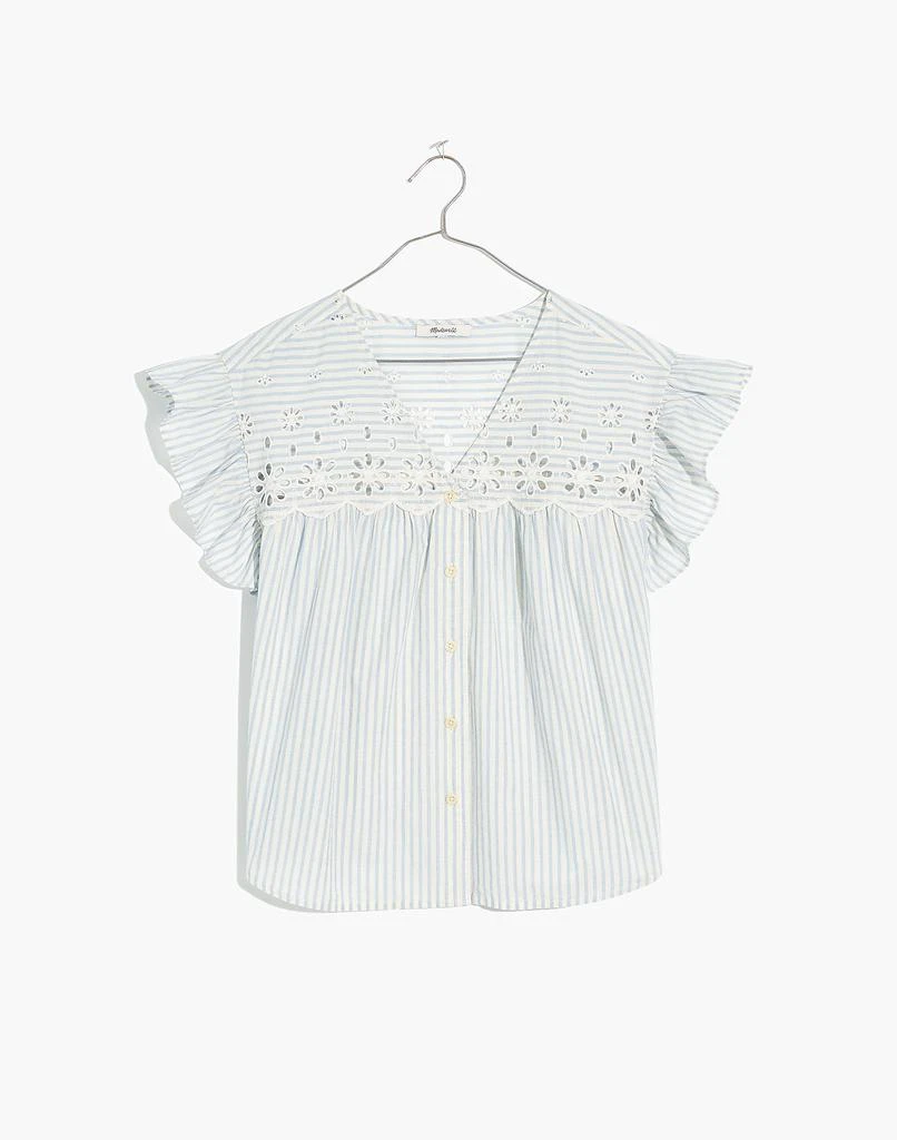 商品Madewell|Eyelet Button-Front Shirt in Stripe,价格¥394,第4张图片详细描述