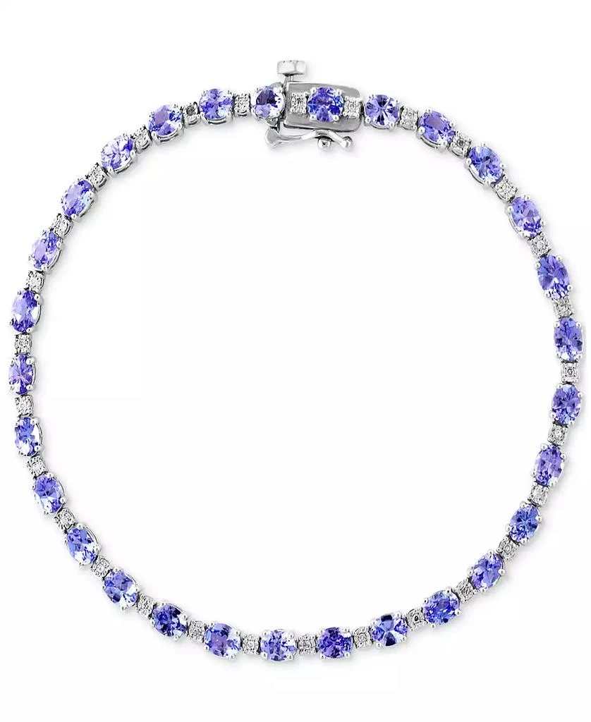 商品Effy|EFFY® Tanzanite (4-3/4 ct. t.w.) & Diamond (1/20 ct. t.w.) Link Bracelet in Sterling Silver,价格¥3929,第3张图片详细描述