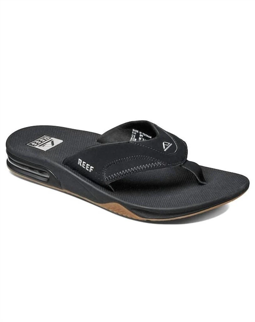 商品Reef|Men'S Fanning Flip Flops in Black/Silver,价格¥464,第2张图片详细描述