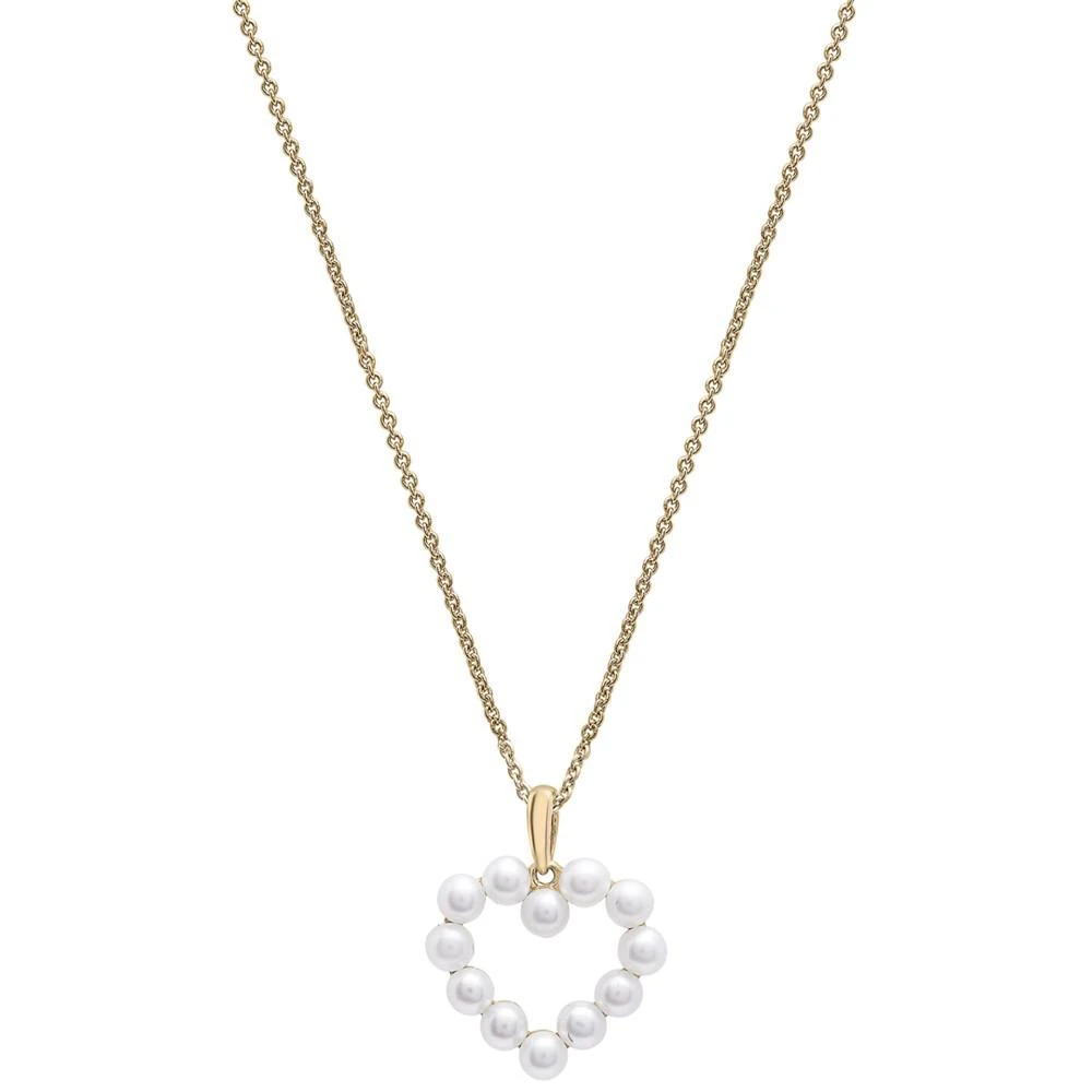 商品Macy's|Cultured Freshwater Pearl (3mm) Open Heart 18" Pendant Necklace in 14k Gold-Plated Sterling Silver,价格¥851,第1张图片