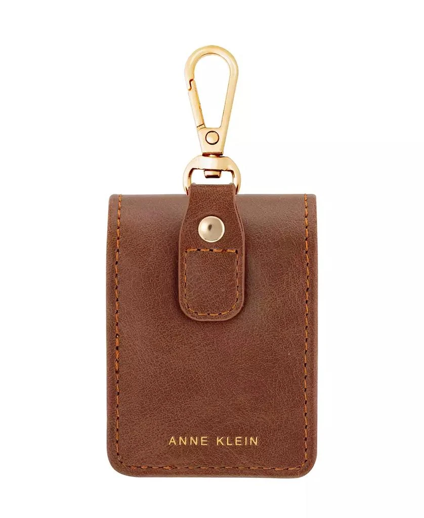 商品Anne Klein|Women's Honey Brown Faux Leather Case with Spring Clip designed for AirPods®,价格¥135,第3张图片详细描述