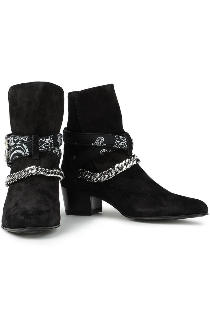 Chain-embellished buckled suede ankle boots商品第2张图片规格展示
