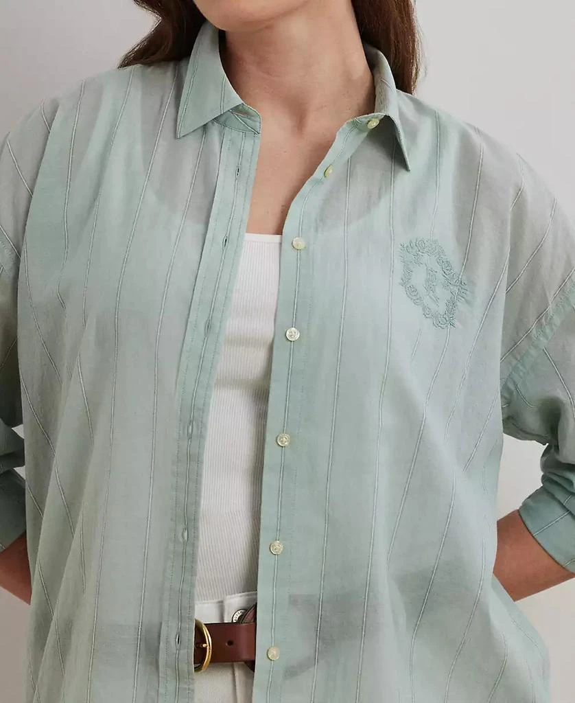 商品Ralph Lauren|Plus Size Oversize Striped Cotton Voile Shirt,价格¥1089,第3张图片详细描述
