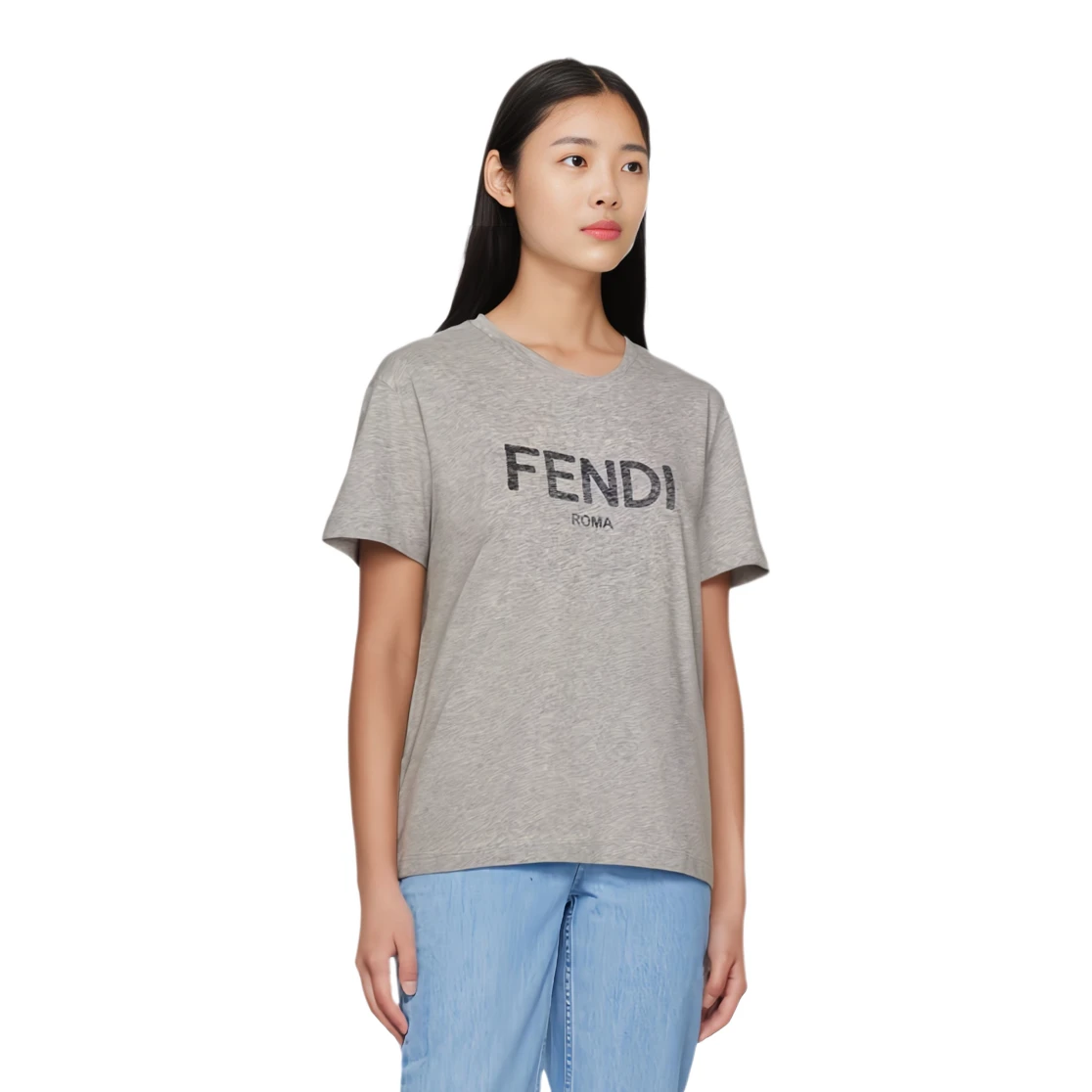 商品[国内直发] Fendi|芬迪  印花Logo圆领短袖 T恤 女款 灰色,价格¥2891,第4张图片详细描述