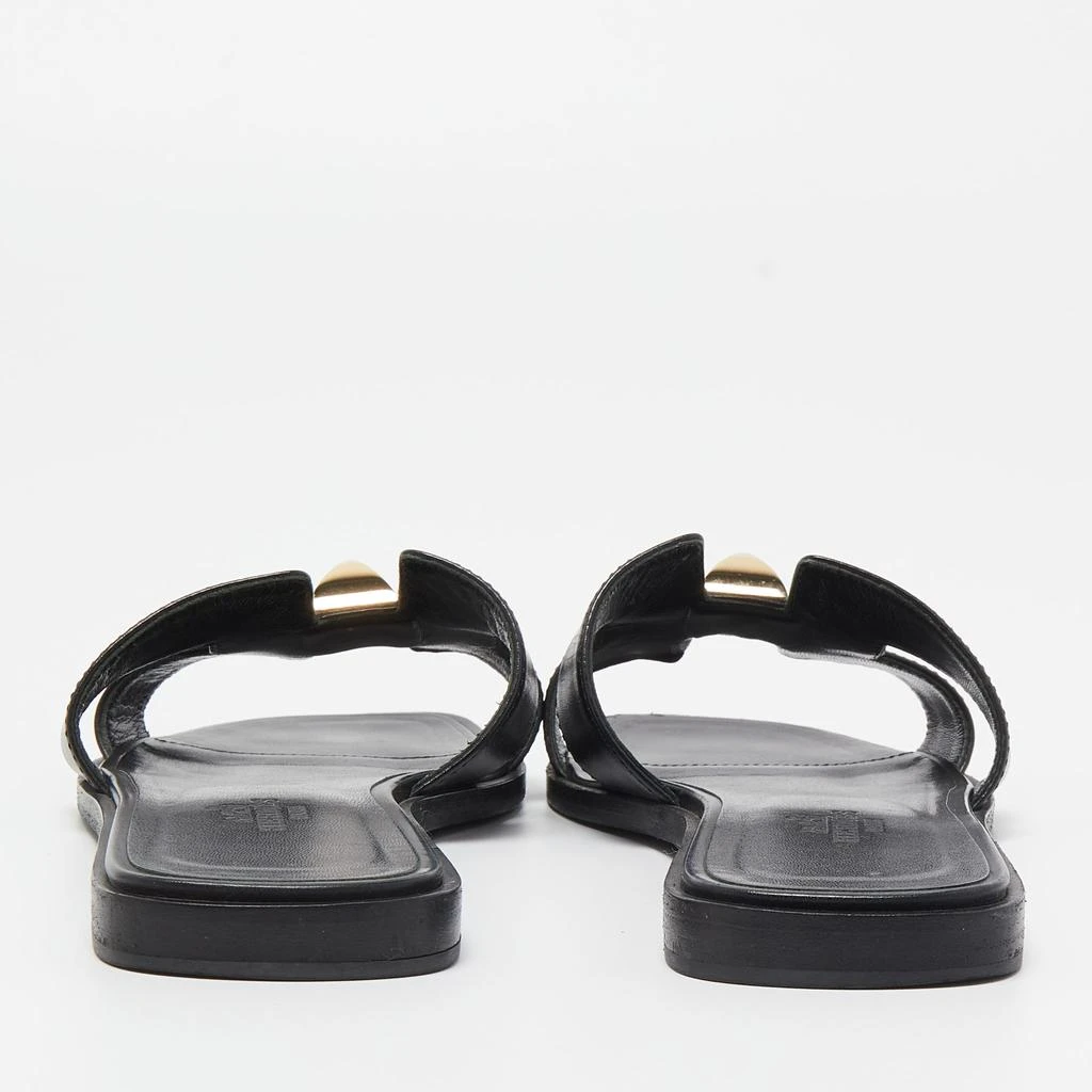 商品[二手商品] Hermes|Hermes Black Leather One Stud Oran Flat Slides Size 36.5,价格¥3355,第5张图片详细描述