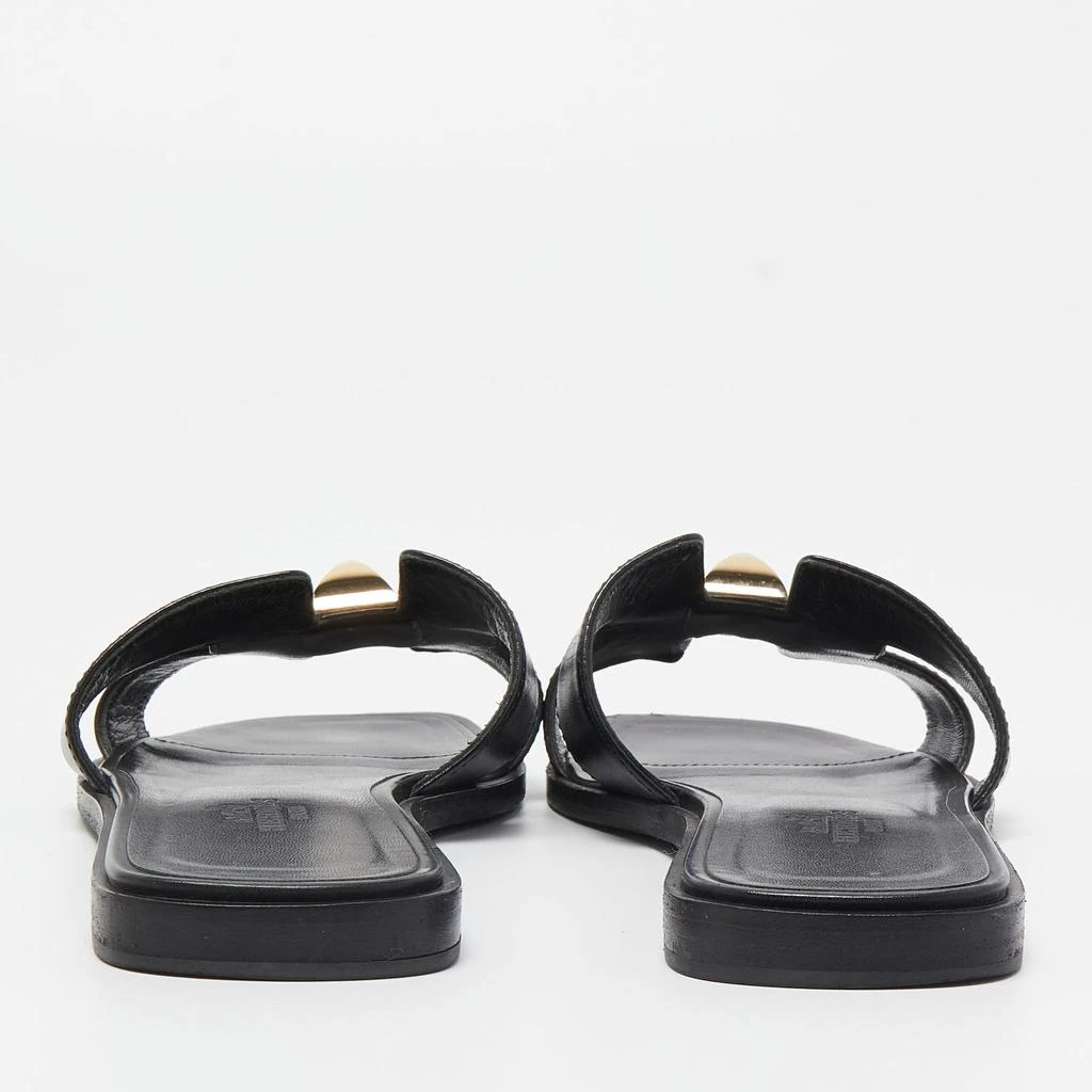 商品[二手商品] Hermes|Hermes Black Leather One Stud Oran Flat Slides Size 36.5,价格¥3261,第5张图片详细描述