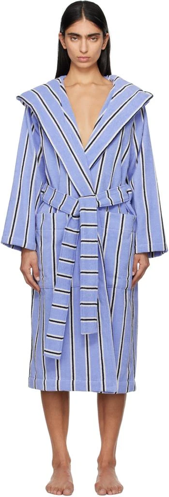 商品Tekla|Blue Terry Hooded Bathrobe,价格¥1897,第1张图片