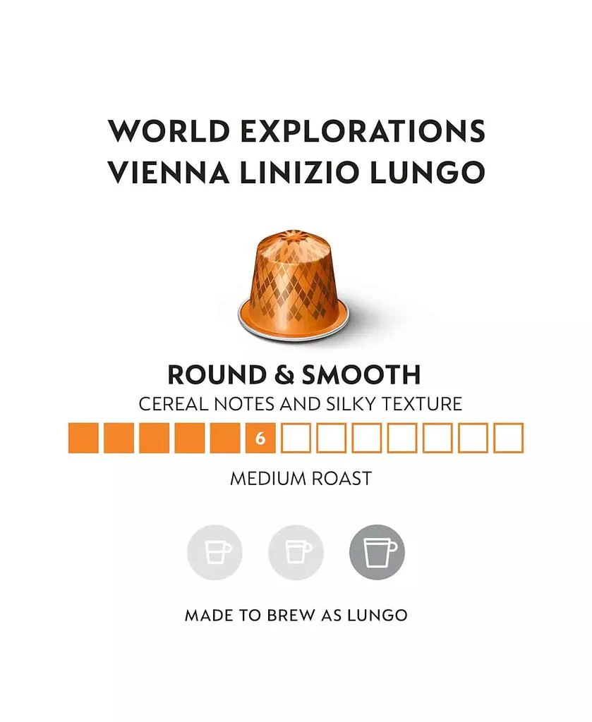 商品Nespresso|Capsules OriginalLine, Vienna Linizio Lungo, Mild Roast Coffee, 50-Count Coffee Pods,价格¥353,第3张图片详细描述