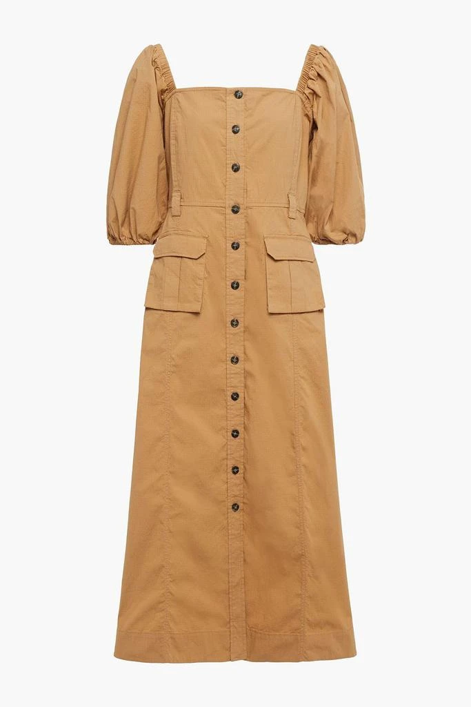 商品Ganni|Gathered cotton-blend midi dress,价格¥1173,第3张图片详细描述