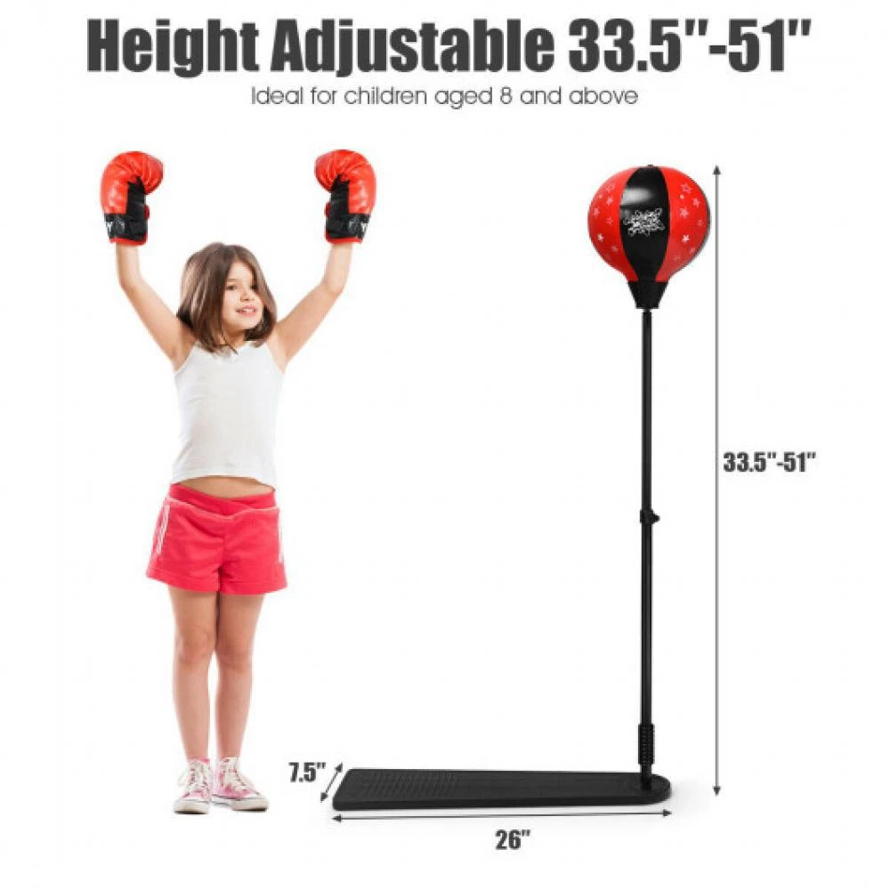 商品Hivvago|Kids Punching Bag with Adjustable Stand and Boxing Gloves,价格¥337,第4张图片详细描述