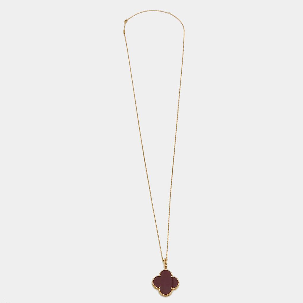 商品[二手商品] Van Cleef & Arpels|Van Cleef & Arpels Magic Alhambra Carnelian 18K Yellow Gold Long Pendant Necklace,价格¥36409,第4张图片详细描述