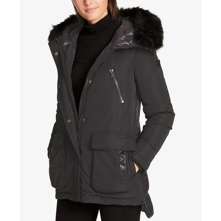 商品DKNY|Faux-Fur-Trim Quilted-Back Puffer Coat,价格¥1122,第1张图片