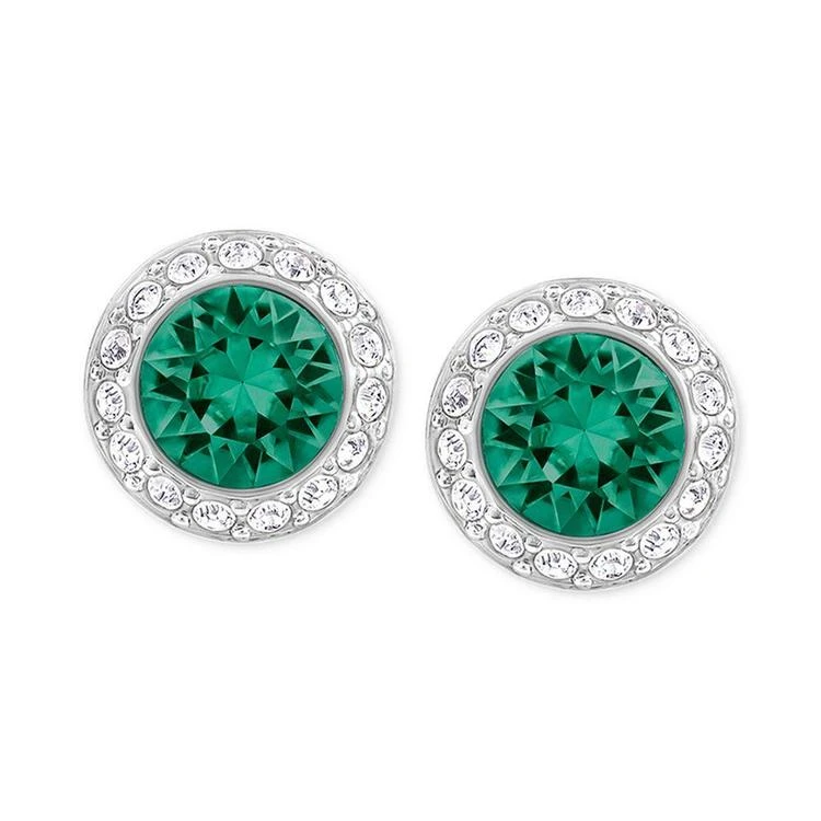 商品Swarovski|Silver-Tone Green Crystal Halo Stud Earrings,价格¥591,第1张图片