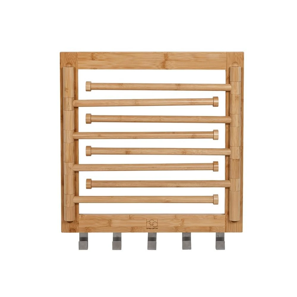 Wall-Mounted Bamboo Swivel-Arm Clothes Drying Rack 商品