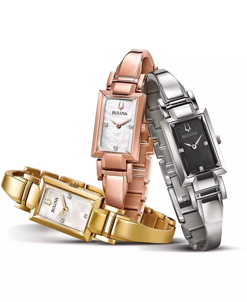 商品Bulova|Women's Diamond-Accent Stainless Steel Bangle Bracelet Watch 18x33mm,价格¥1691,第5张图片详细描述