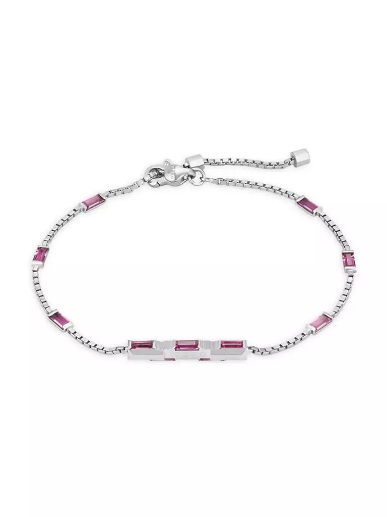 商品Gucci|Link To Love 18K White Gold &amp; Rubellite Bar Charm Bracelet,价格¥21751,第1张图片