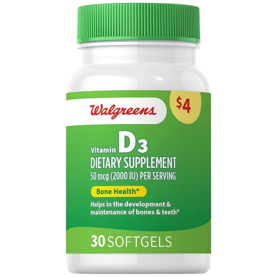 商品Walgreens|Vitamin D3 50 mcg Softgels (30 days),价格¥34,第1张图片