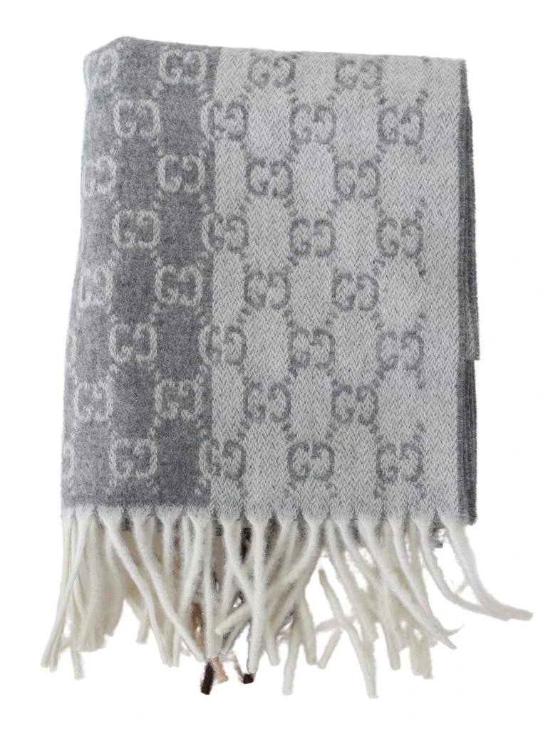 商品Gucci|Gucci Lead Grey Cashmere & Wool Paneled GG Logo Scarf,价格¥4002,第2张图片详细描述