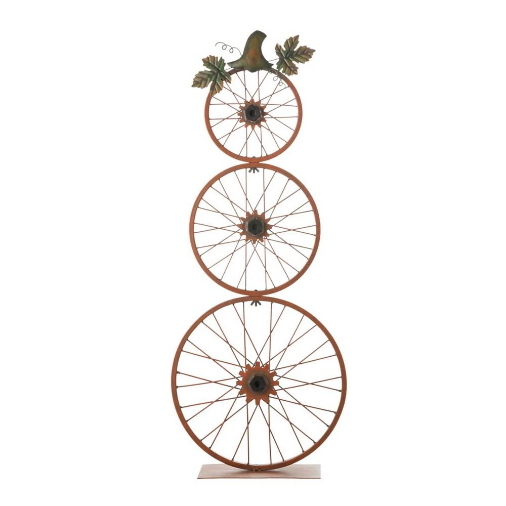 商品Glitzhome|Fall Metal Bicycle Wheel Pumpkin Porch Decor, 33.75'',价格¥365,第1张图片
