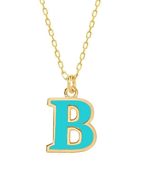 商品Gabi Rielle|Love in Bloom 14K Gold Vermeil Sterling Silver & Enamel Initial Necklace,价格¥537,第1张图片详细描述