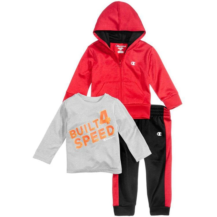 商品CHAMPION|3-Pc. Zip-Up Hoodie, Graphic-Print T-Shirt & Jogger Pants Set, Baby Boys,价格¥143,第1张图片