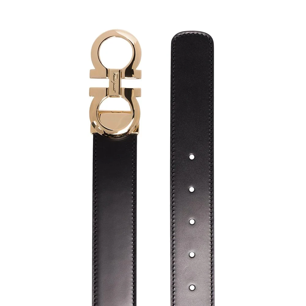 SALVATORE FERRAGAMO 男士黑色标志扣双面腰带 67-5542-724126【包装随机，部分无包装盒】 商品
