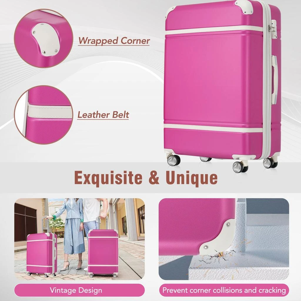 商品Streamdale Furniture|Streamdale Hardshell Luggage Sets 4 Pieces 20" +24" +28" Luggages and Cosmetic Case Spinner Suitcase with TSA Lock Lightweight,价格¥2088,第5张图片详细描述