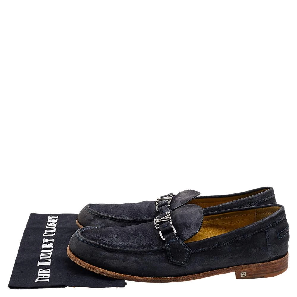 Louis Vuitton Blue Suede Major Slip On Loafers Size 45 商品