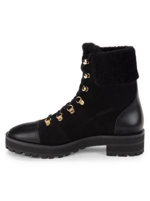 商品Stuart Weitzman|Alpine Leather & Suede Shearling Combat Boots,价格¥1287,第4张图片详细描述