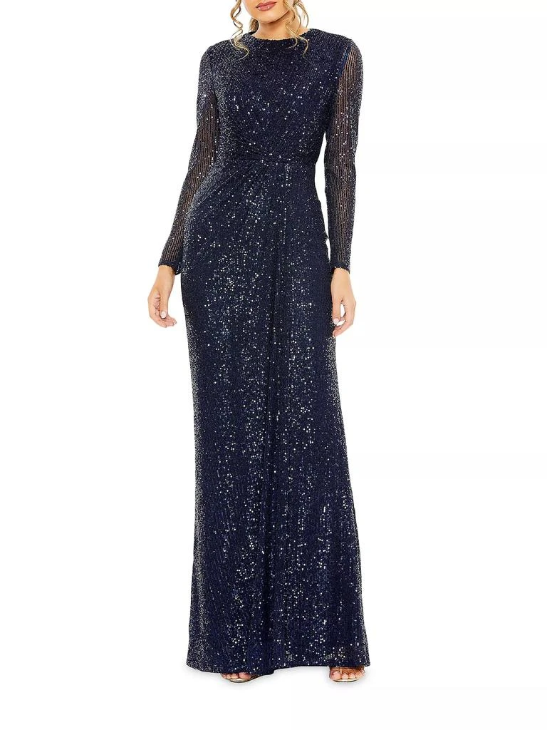 商品Mac Duggal|Sequined Knotted Column Gown,价格¥2984,第1张图片