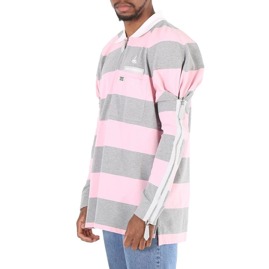商品Burberry|Men's Long-sleeved Zip Detail Striped Polo Shirt,价格¥1424,第3张图片详细描述