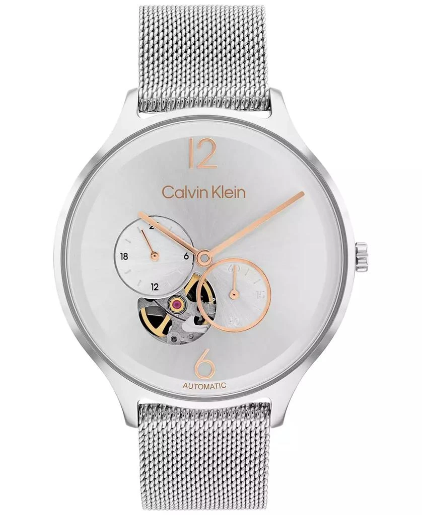 商品Calvin Klein|Unisex Automatic Timeless Stainless Steel Mesh Bracelet Watch 38mm,价格¥1290,第1张图片