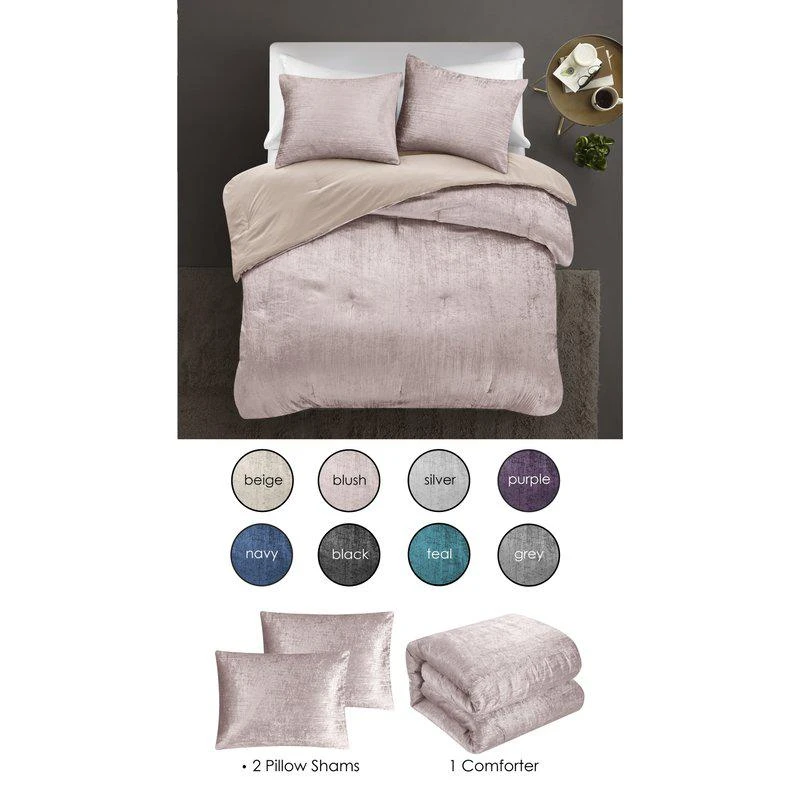 商品Grace Living|Grace Living Tillie Velvet 3pc Comforter Set With 2 Pillow Shams, 1 Comforter QUEEN,价格¥594,第2张图片详细描述