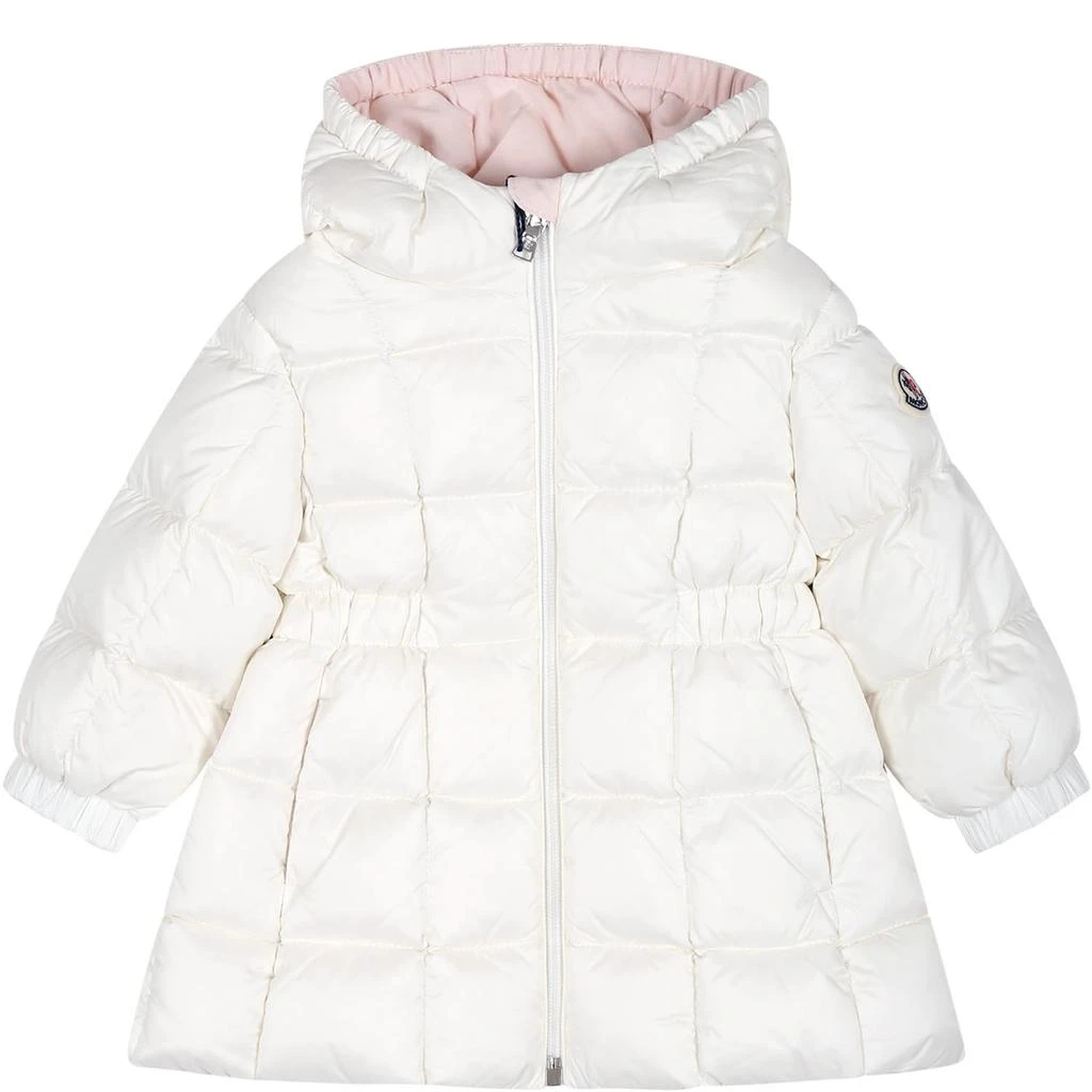 商品Moncler|White Anya Down Jacket For Baby Girl With Logo,价格¥3794,第1张图片