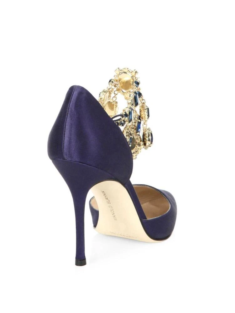 商品Manolo Blahnik|Zullin Jewel-Cuff Satin Pumps,价格¥4125,第2张图片详细描述