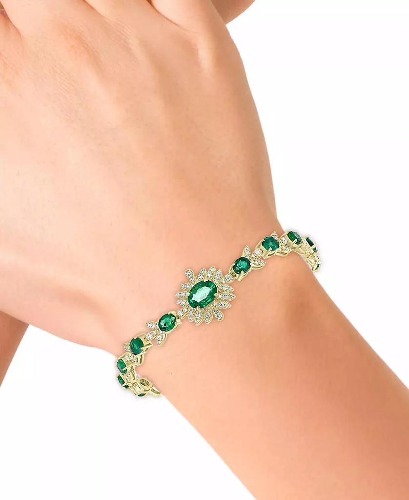 商品Effy|EFFY® Emerald (6-3/8 ct. t.w.) & Diamond (1-1/5 ct. t.w.) Link Bracelet in 14k Gold,价格¥24622,第2张图片详细描述