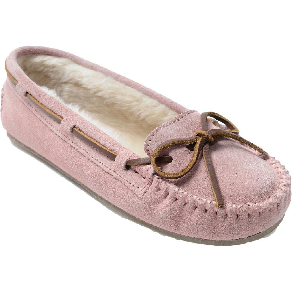 Minnetonka Womens Cally Suede Faux Fur Lined Moccasin Slippers商品第1张图片规格展示