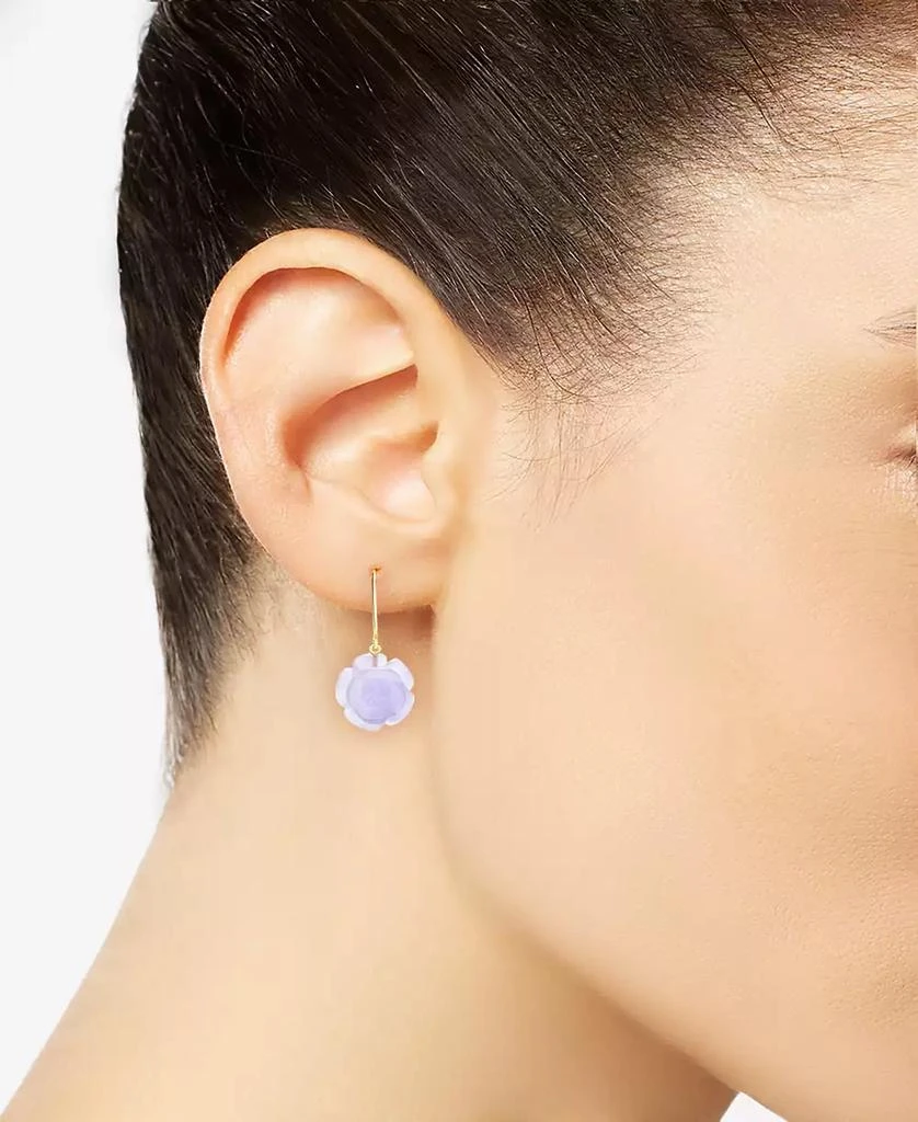 商品Macy's|Dyed Lavender Jade Flower Drop Earrings in 14k Gold-Plated Sterling Silver,价格¥374,第2张图片详细描述