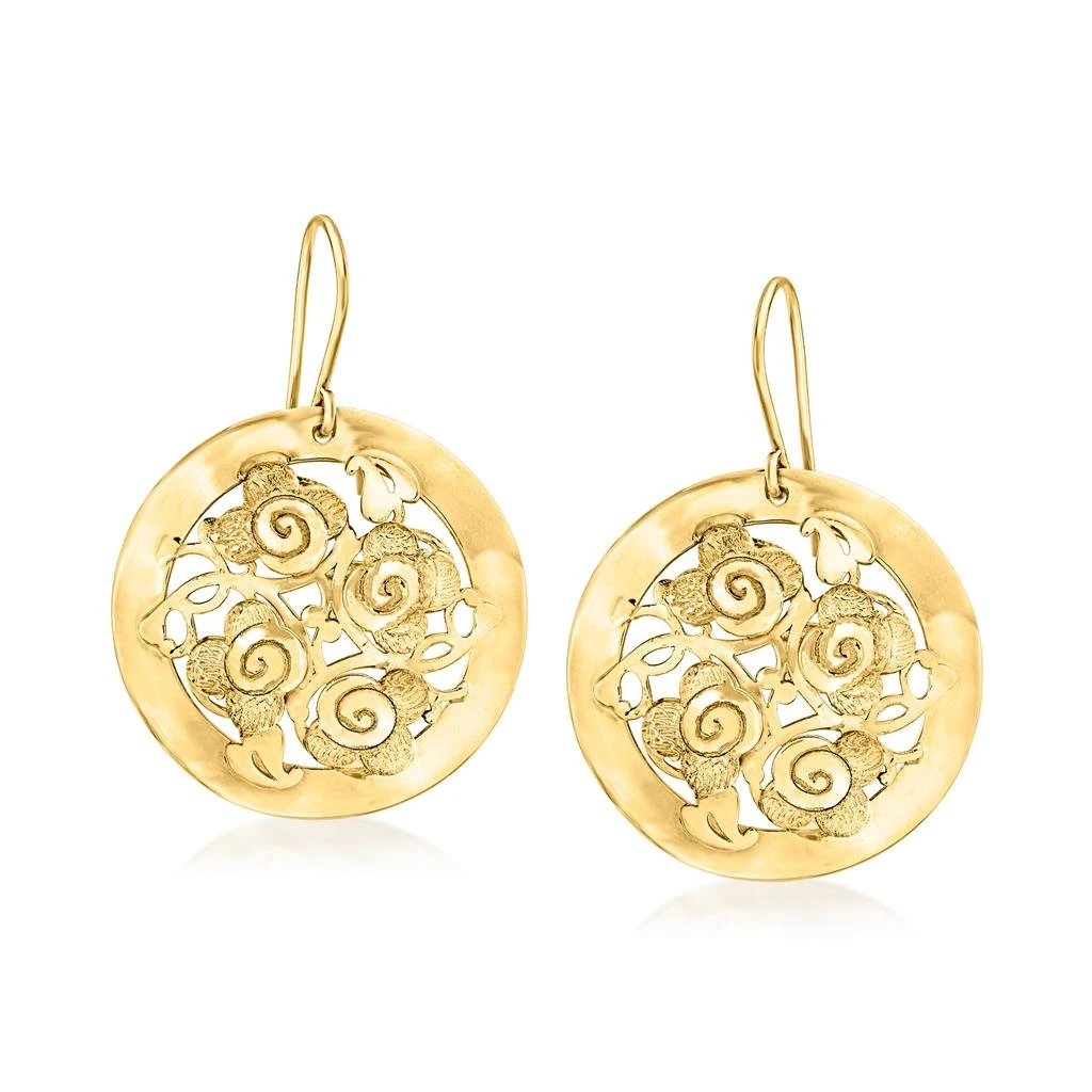 商品Ross-Simons|Ross-Simons Italian 18kt Yellow Gold Floral Drop Earrings,价格¥9652,第1张图片