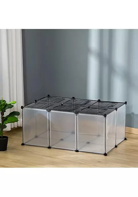 商品PawHut|Pet Playpen Small Animal Cage Transparent Customizable Fence With Door For Hamster Guinea Pigs Chinchilla,价格¥302,第3张图片详细描述