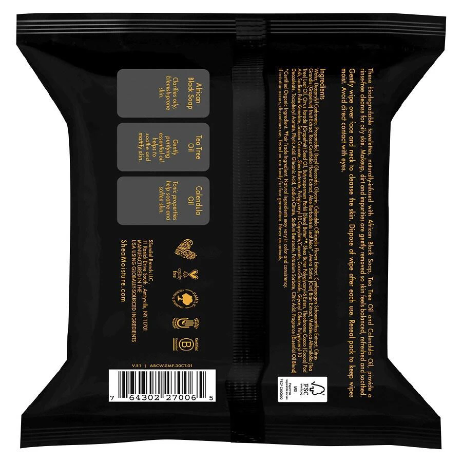 商品SheaMoisture|Clarifying Facial Wipes African Black Soap,价格¥34,第2张图片详细描述
