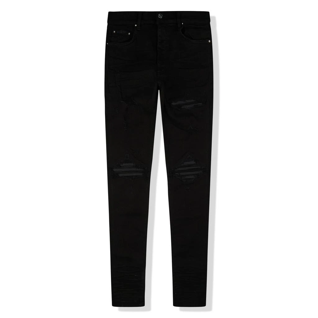 商品AMIRI|Amiri MX1 Black Leather Patch Jeans,价格¥8183,第1张图片