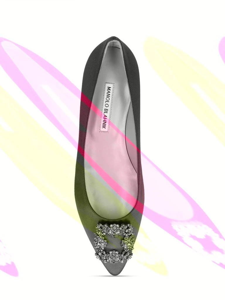 商品Manolo Blahnik|10mm Hangisiflat Satin Ballerina Flats,价格¥8303,第4张图片详细描述