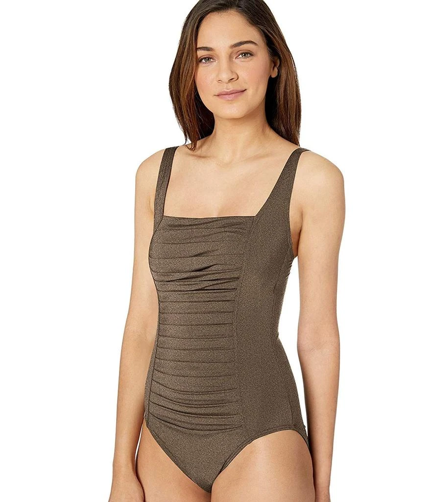 商品Calvin Klein|Pleated One Piece Swimsuit,价格¥542,第2张图片详细描述