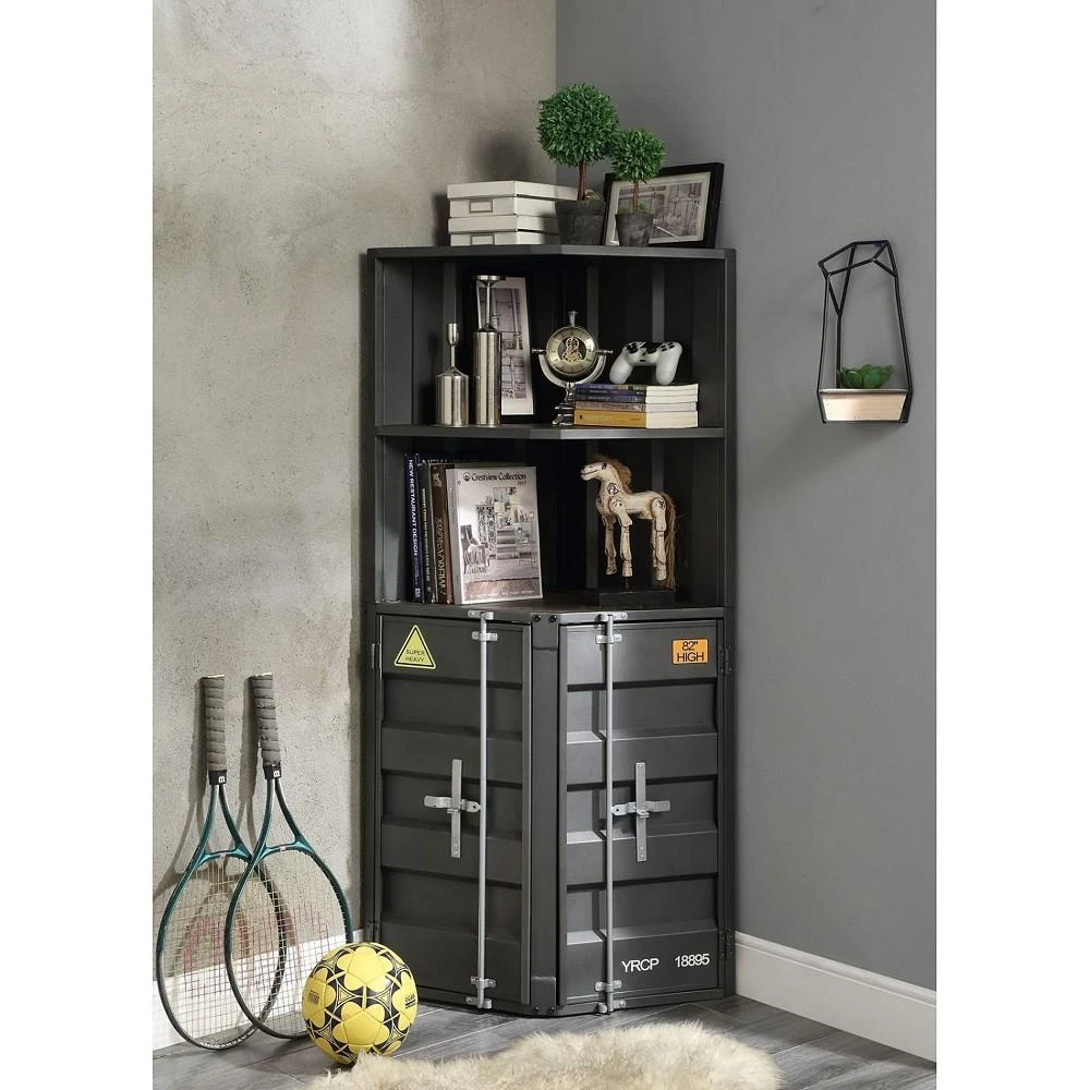 商品Simplie Fun|Cargo Bookcase (Corner), Gunmetal 92692,价格¥4348,第1张图片